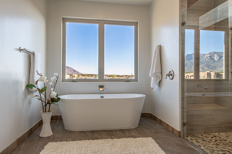 A Standing Soaking Tub looks out over desert vistas