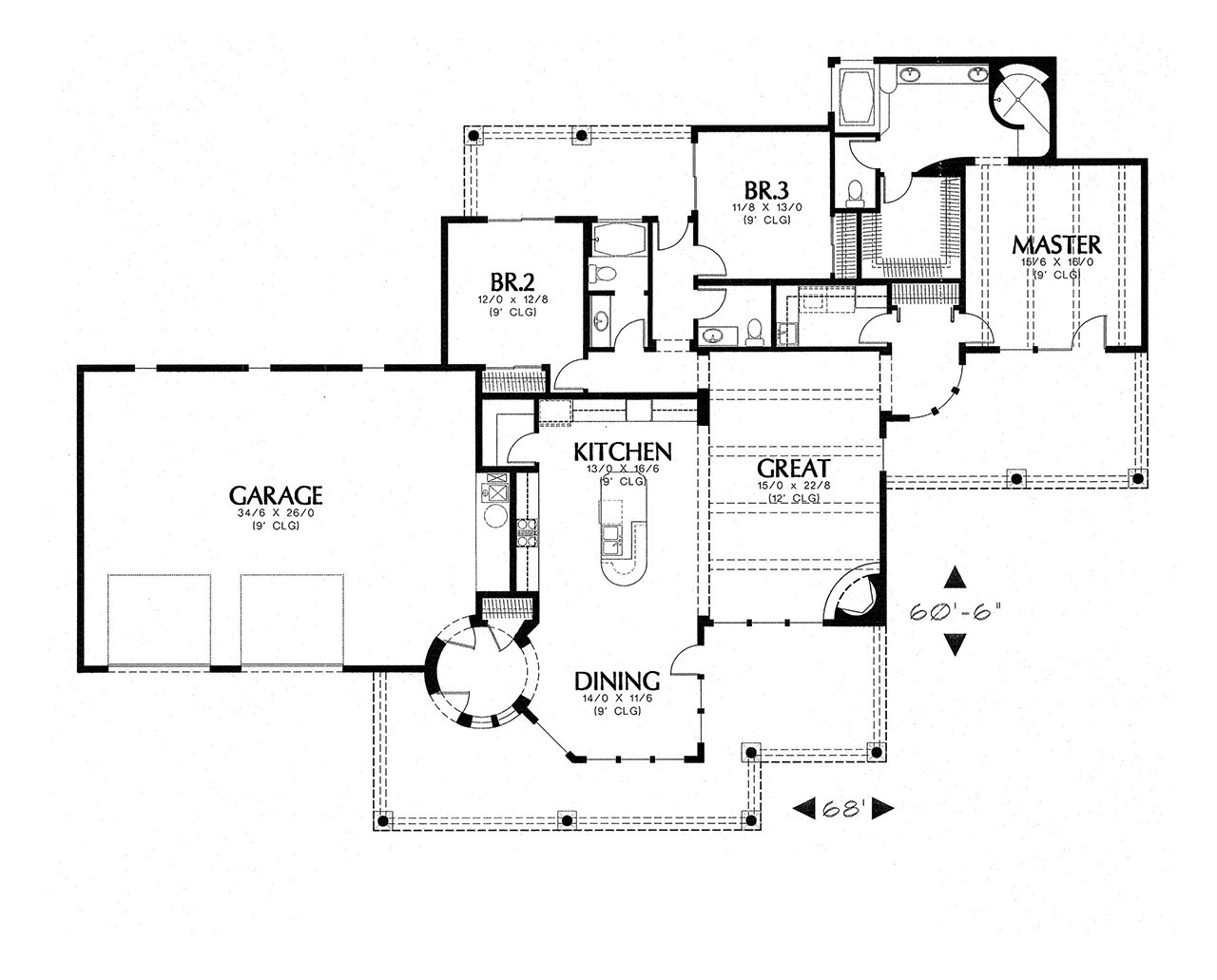 The Canyon Plan 1 - Southwestern Custom Home Plan