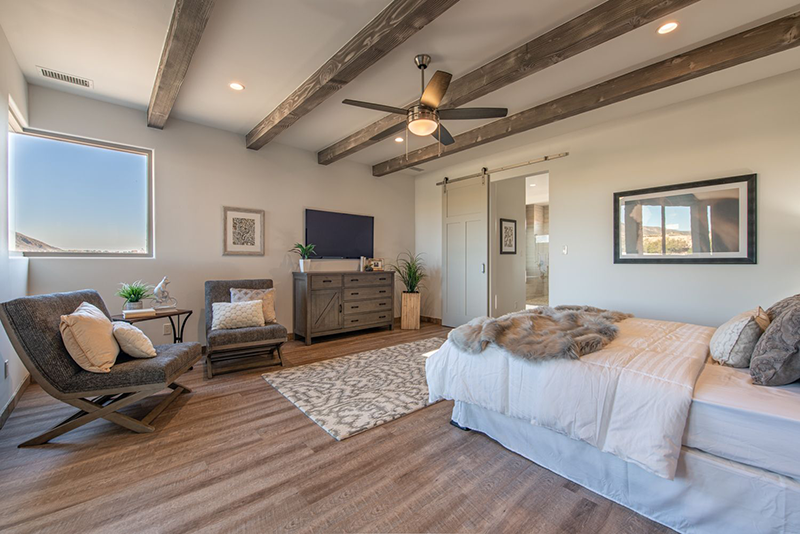Master Bedroom hand hued lumber look